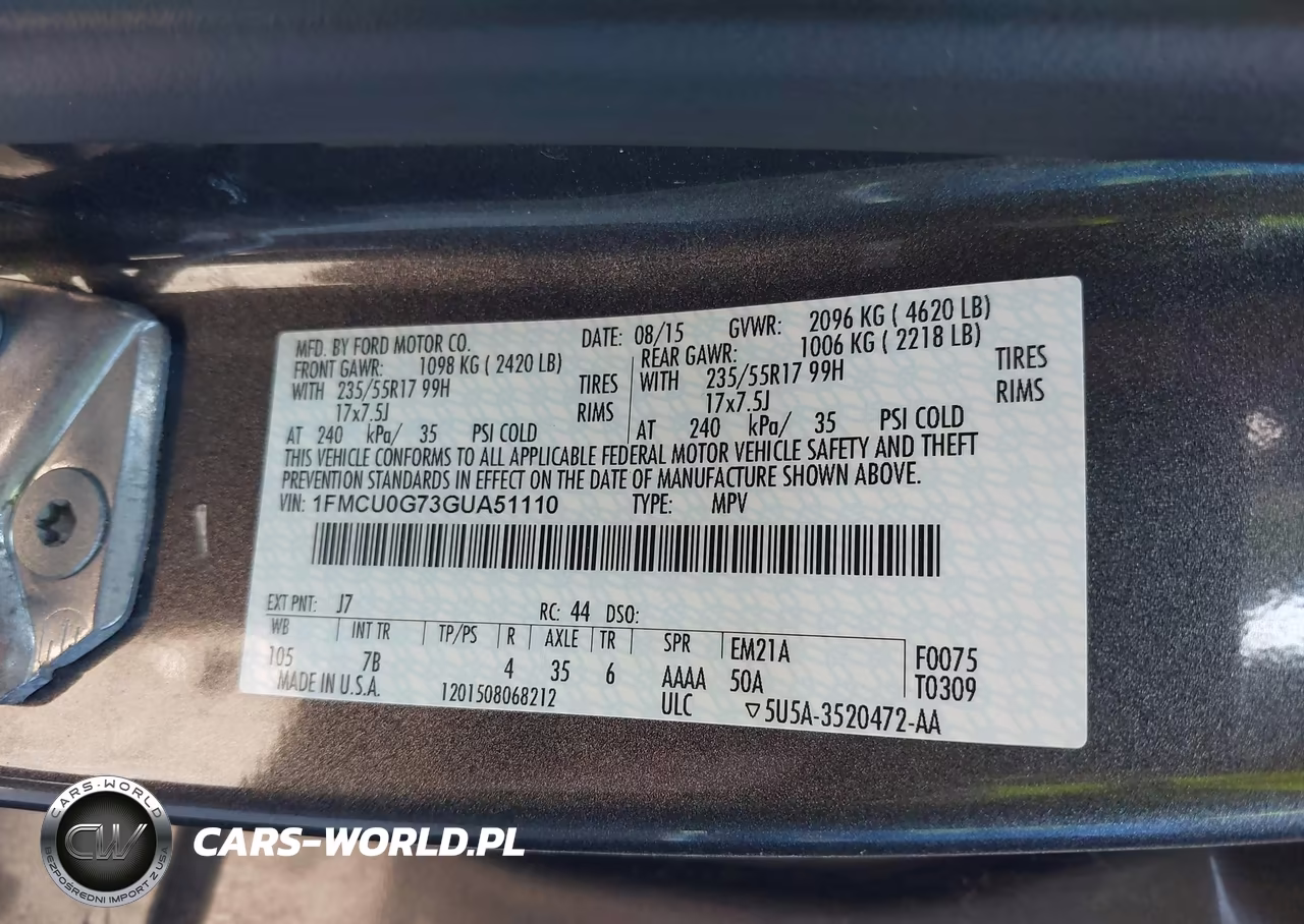 2016 Ford Escape Se VIN:1FMCU0G73GUA51110 - 9
