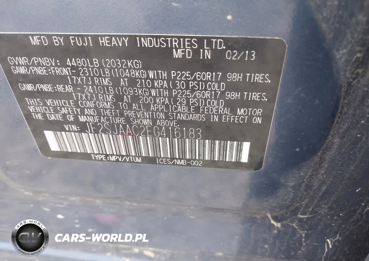 2014 Subaru Forester 2.5I VIN:JF2SJAAC2EG416183 - 9