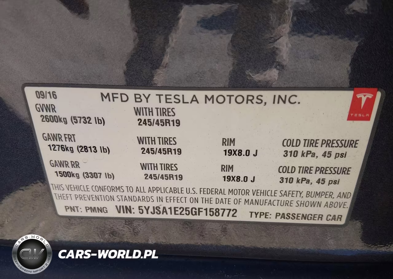 2016 Tesla Model S 60D-70D-75D-85D-90D VIN:5YJSA1E25GF158772 - 9