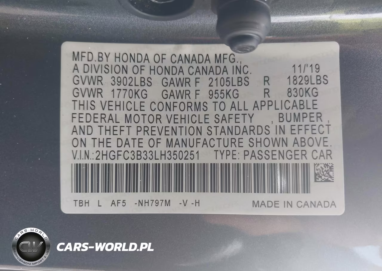 2020 Honda Civic Ex VIN:2HGFC3B33LH350251 - 9
