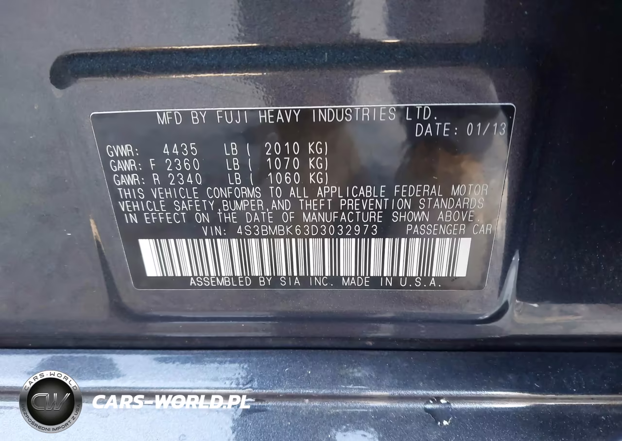 2013 Subaru Legacy 2.5I Limited VIN:4S3BMBK63D3032973 - 9