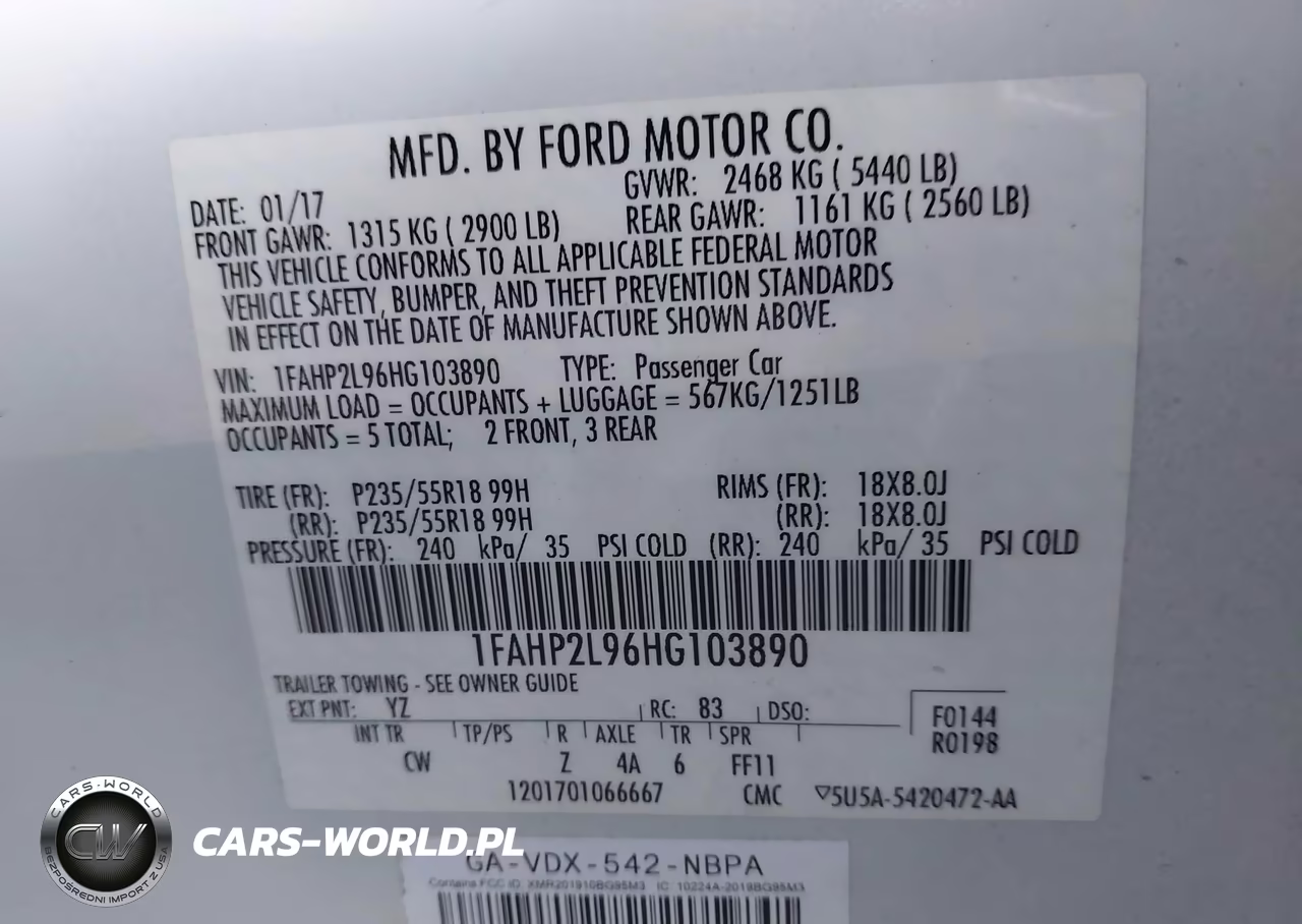2017 Ford Police Interceptor VIN:1FAHP2L96HG103890 - 9