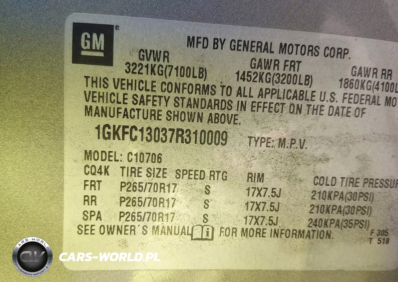 2007 GMC Yukon Slt VIN:1GKFC13037R310009 - 9
