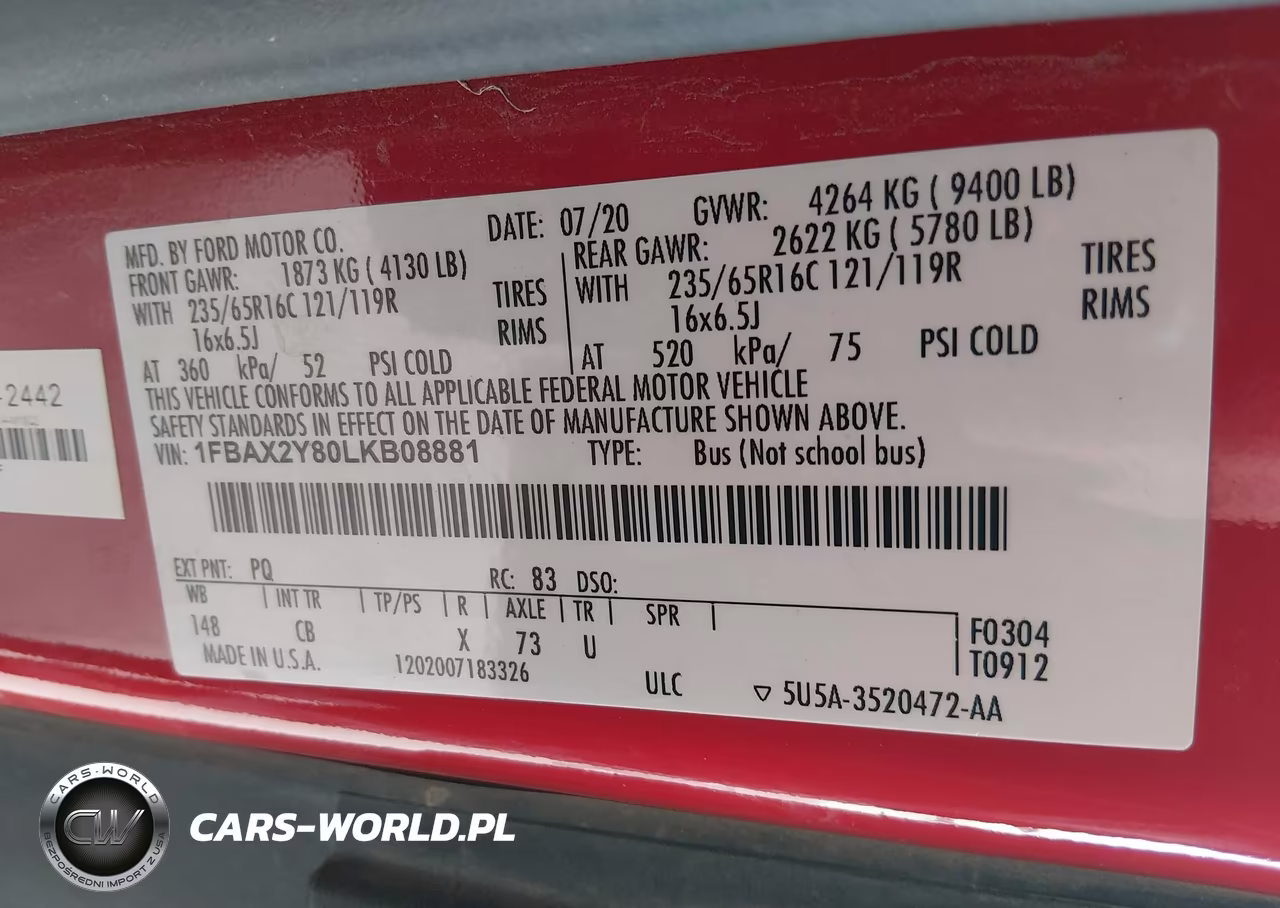 2020 Ford Transit-350 Passenger Van Xl VIN:1FBAX2Y80LKB08881 - 9