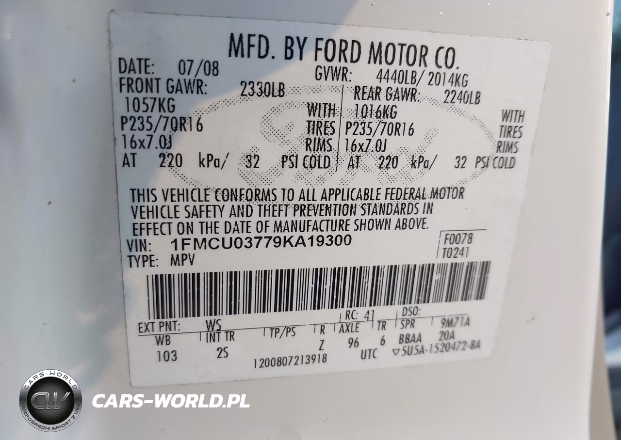 2009 Ford Escape Xlt VIN:1FMCU03779KA19300 - 9