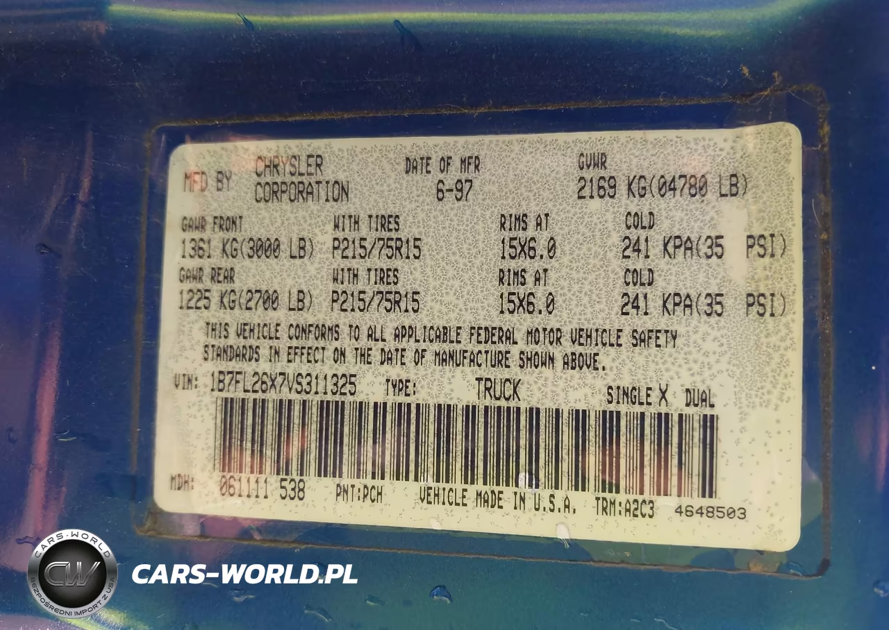 1997 Dodge Dakota Slt-Sport VIN:1B7FL26X7VS311325 - 9