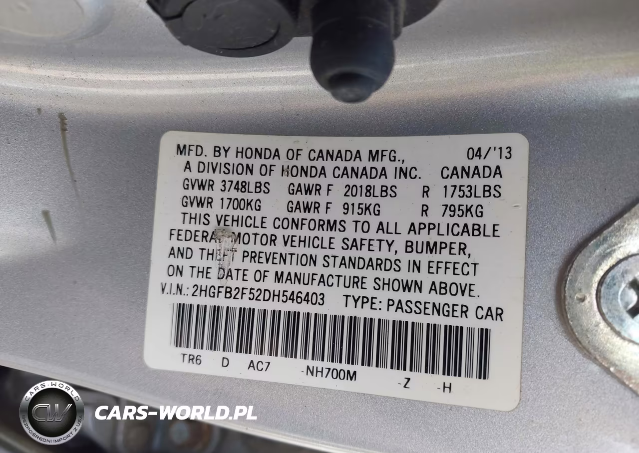 2013 Honda Civic Lx VIN:2HGFB2F52DH546403 - 9