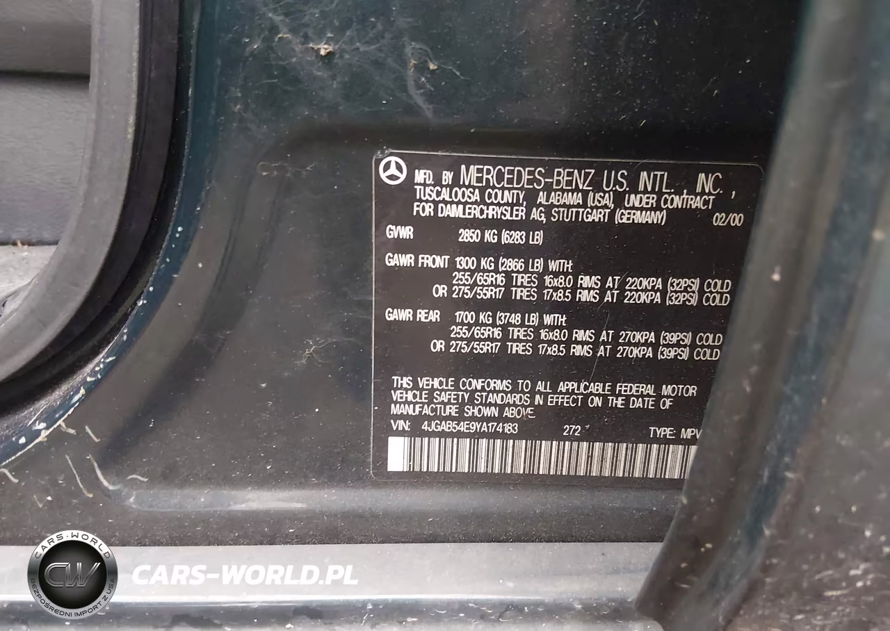 2000 Mercedes-Benz Ml 320 VIN:4JGAB54E9YA174183 - 9