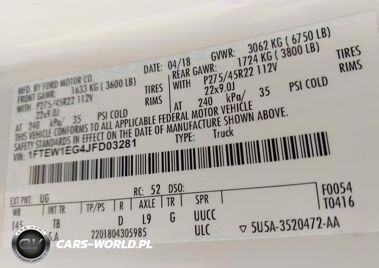 2018 Ford F-150 Limited VIN:1FTEW1EG4JFD03281 - 9