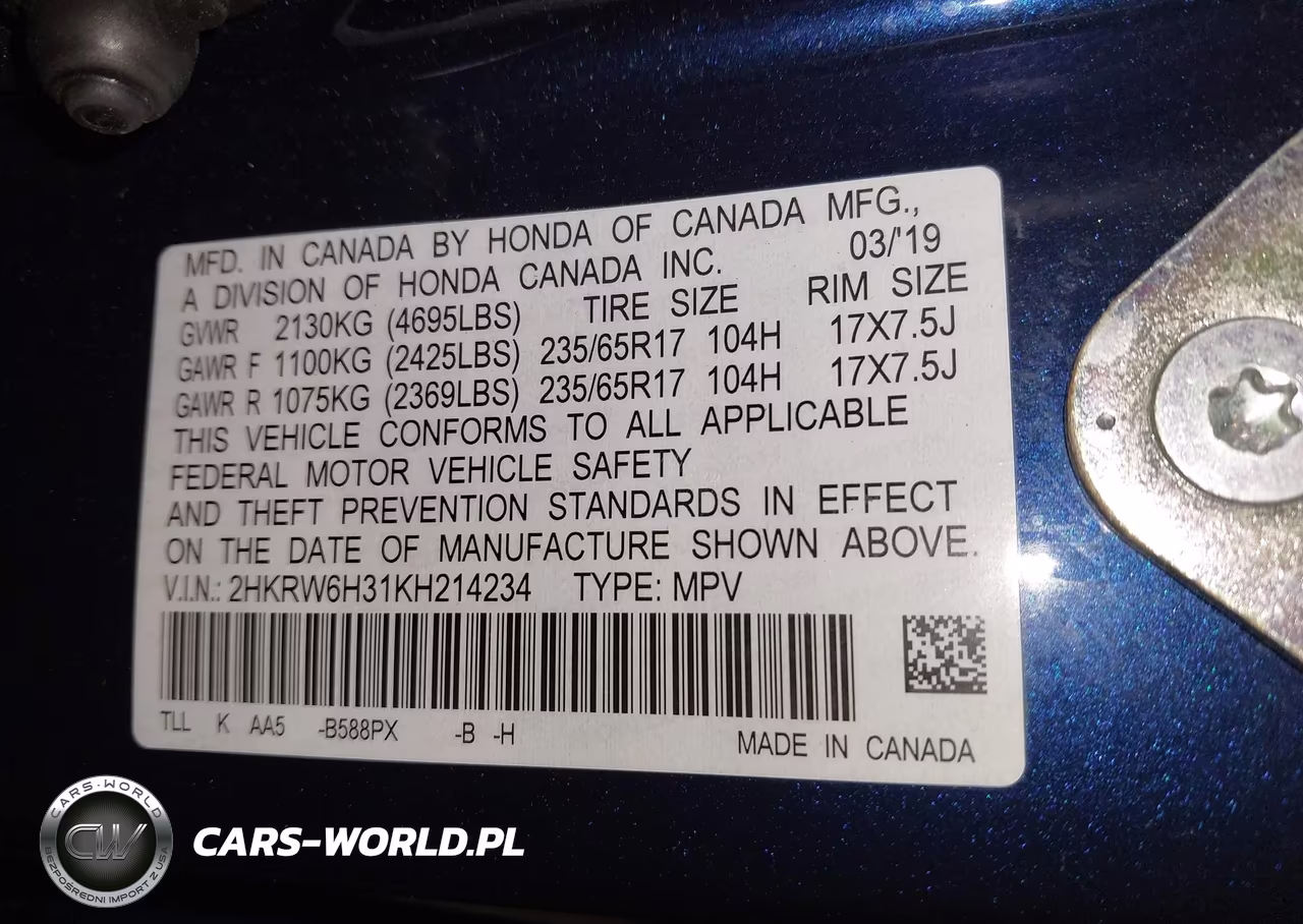 2019 Honda Cr-V Lx VIN:2HKRW6H31KH214234 - 9