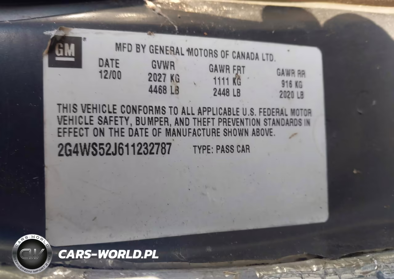 2001 Buick Century Custom VIN:2G4WS52J611232787 - 9