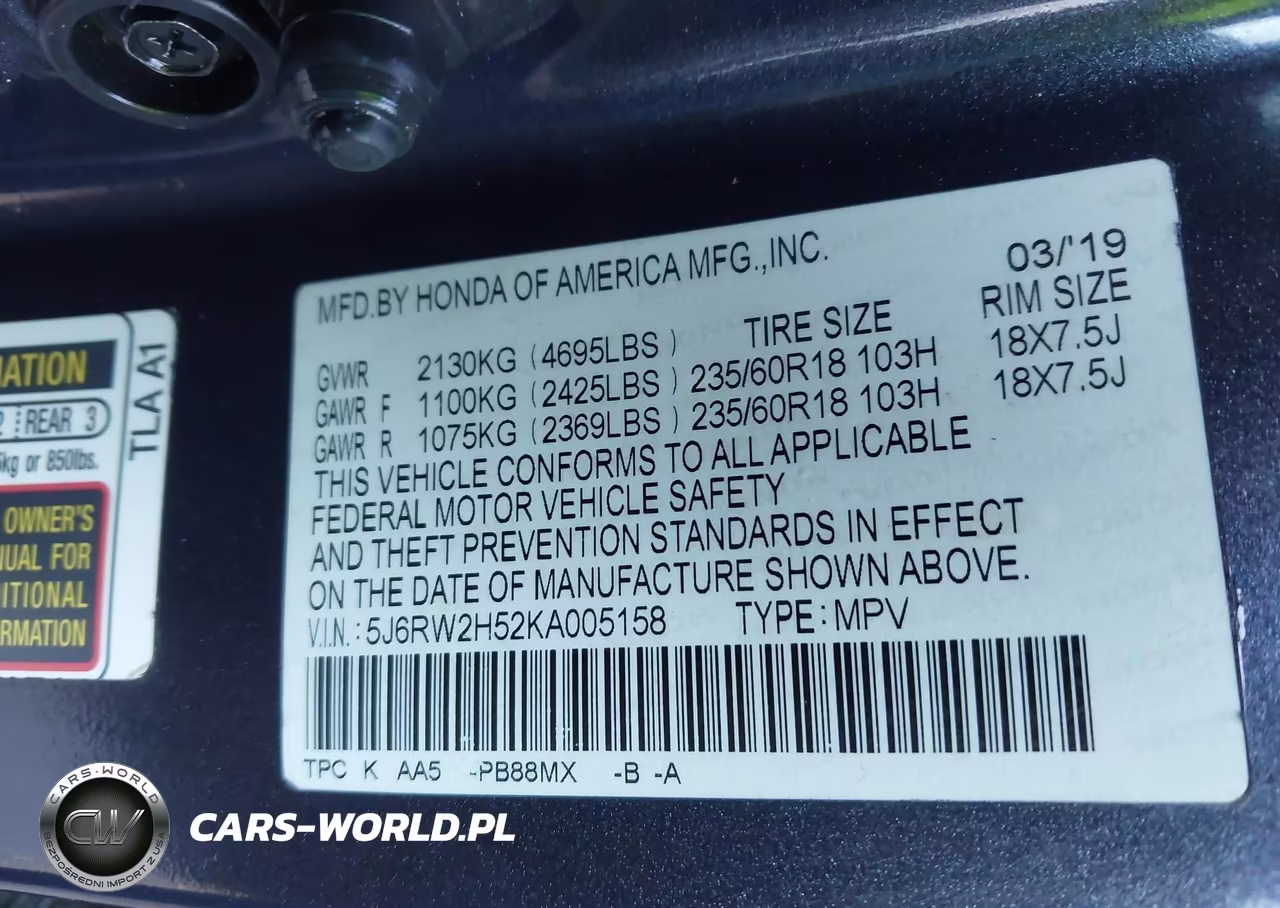 2019 Honda Cr-V Ex VIN:5J6RW2H52KA005158 - 9