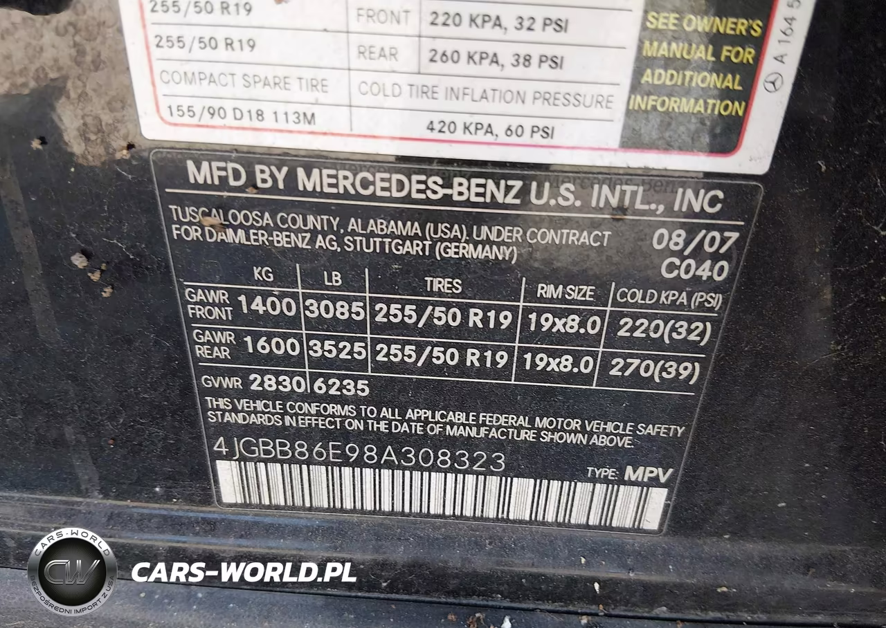 2008 Mercedes-Benz Ml 350 4Matic VIN:4JGBB86E98A308323 - 9