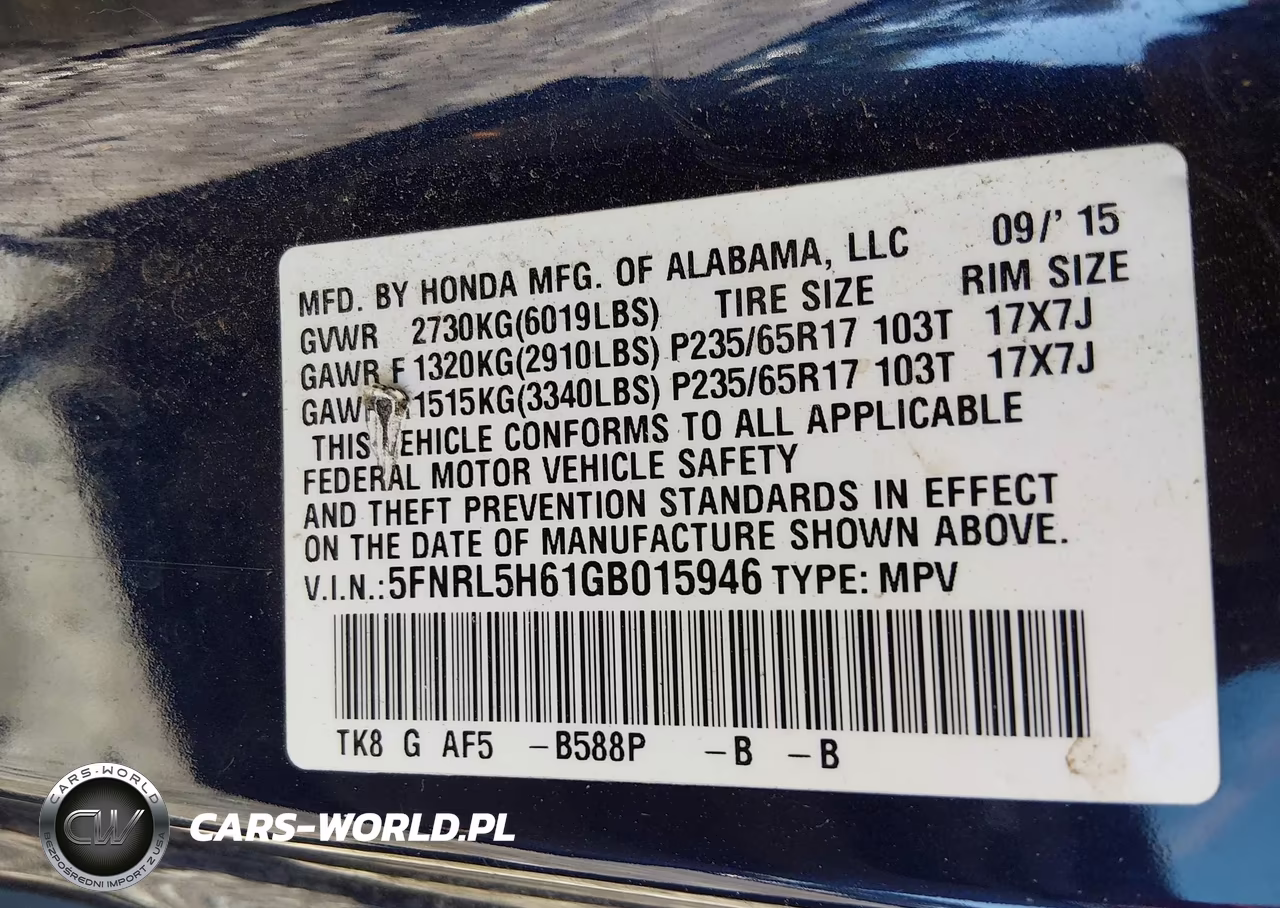 2016 Honda Odyssey Ex-L VIN:5FNRL5H61GB015946 - 9