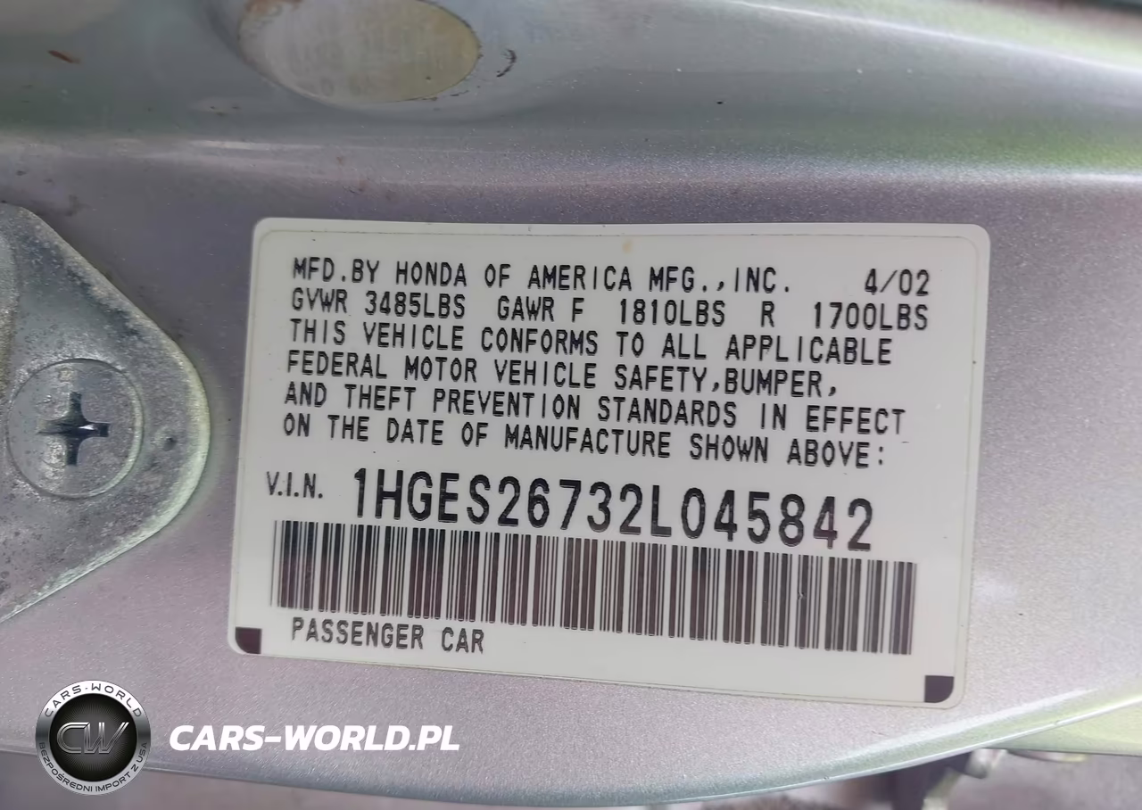 2002 Honda Civic Ex VIN:1HGES26732L045842 - 9