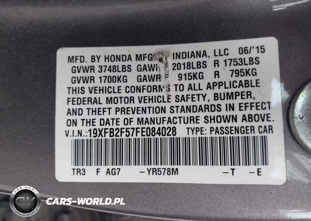 2015 Honda Civic Lx VIN:19XFB2F57FE084028 - 9