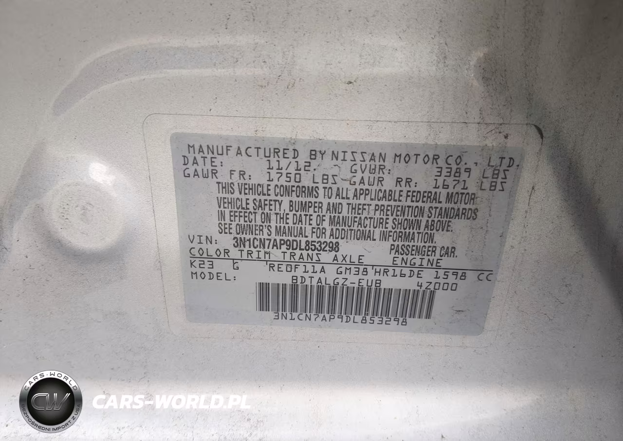 2013 Nissan Versa 1.6 Sl VIN:3N1CN7AP9DL853298 - 9