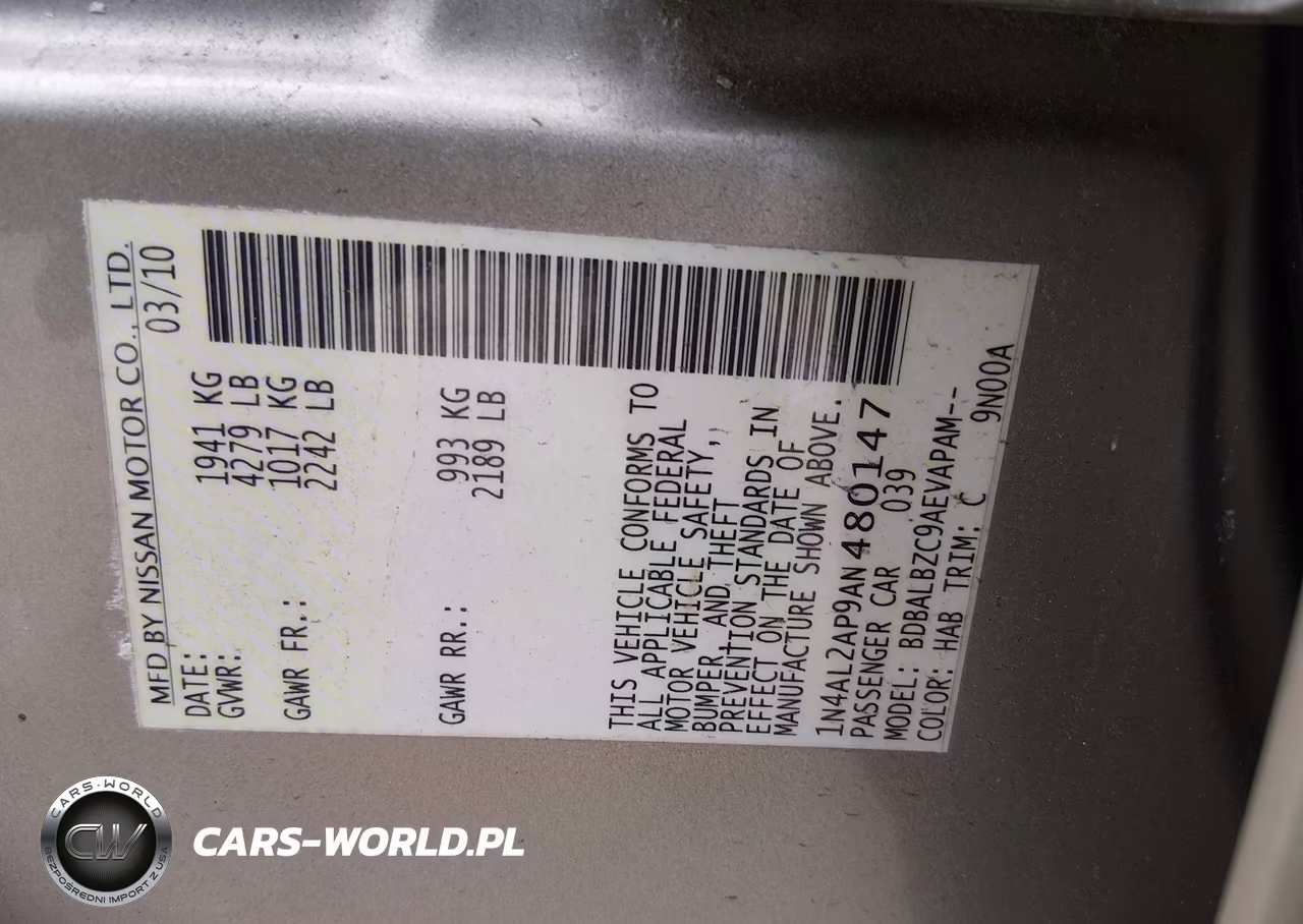 2010 Nissan Altima 2.5 S VIN:1N4AL2AP9AN480147 - 9