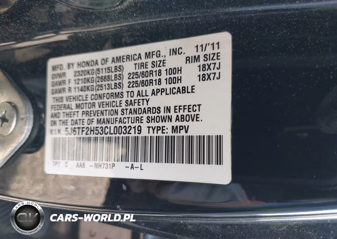2012 Honda Crosstour Ex-L VIN:5J6TF2H53CL003219 - 9