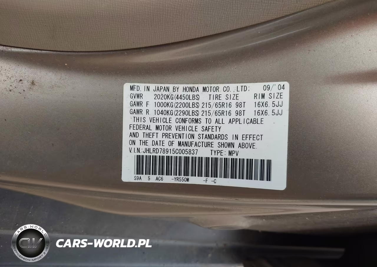 2005 Honda Cr-V Se VIN:JHLRD78915C005837 - 9