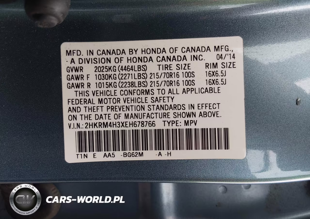 2014 Honda Cr-V Lx VIN:2HKRM4H3XEH678766 - 9