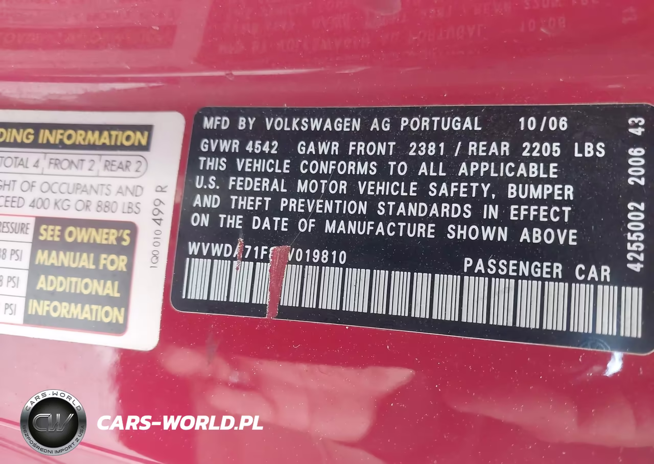 2007 Volkswagen Eos 2.0T VIN:WVWDA71F87V019810 - 12