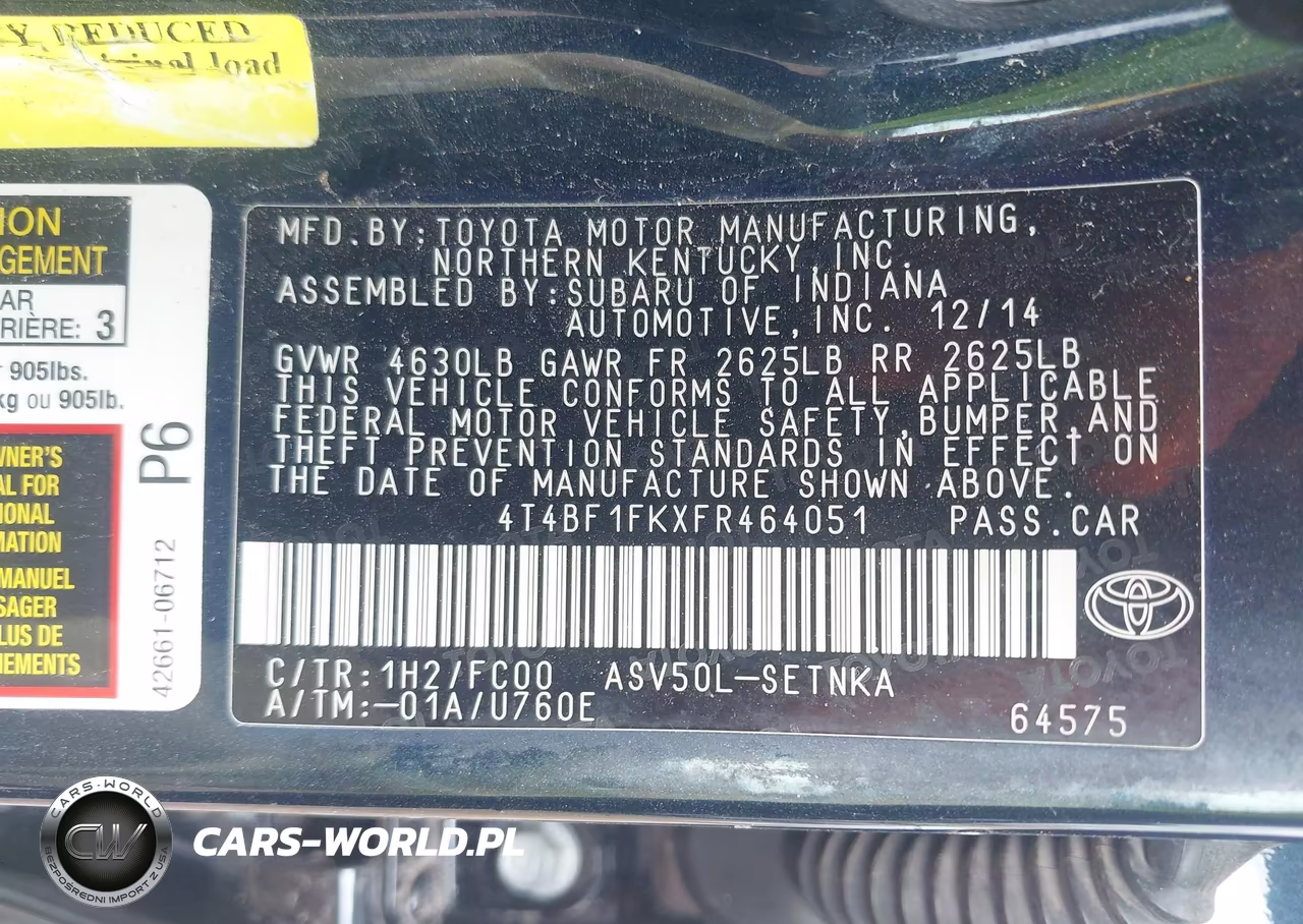 2015 Toyota Camry Le VIN:4T4BF1FKXFR464051 - 9