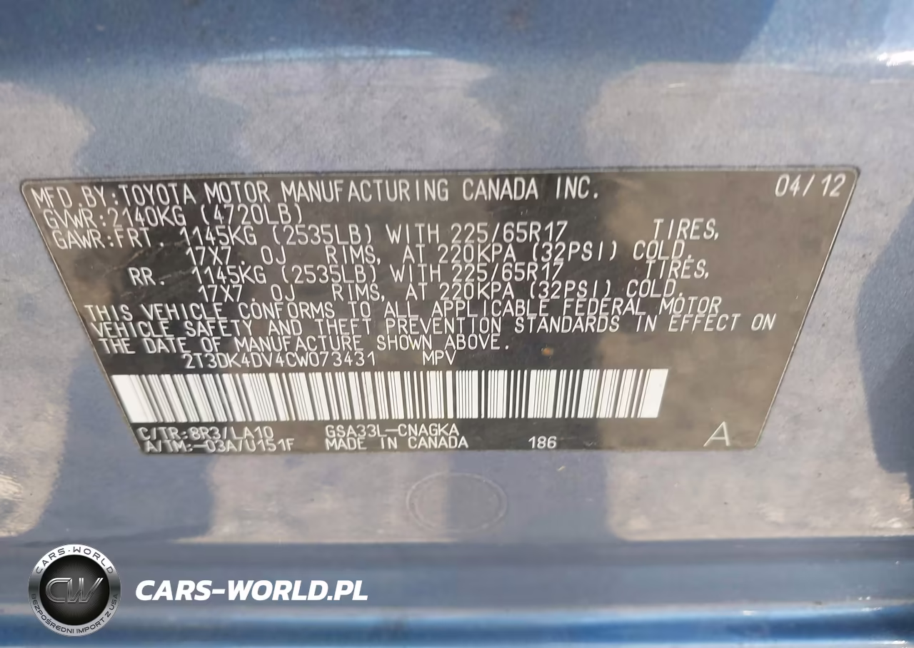 2012 Toyota Rav4 Limited V6 VIN:2T3DK4DV4CW073431 - 9