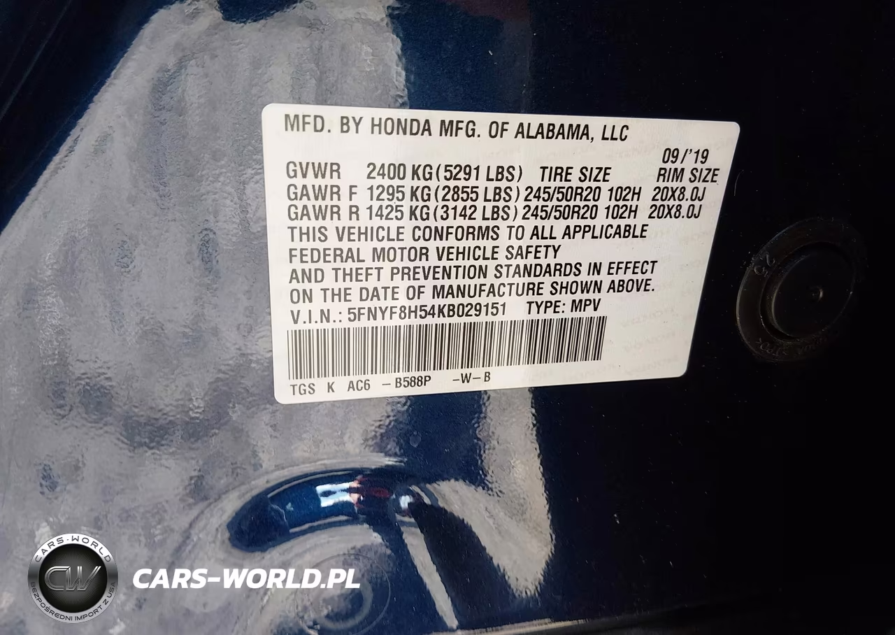 2019 Honda Passport Ex-L VIN:5FNYF8H54KB029151 - 9