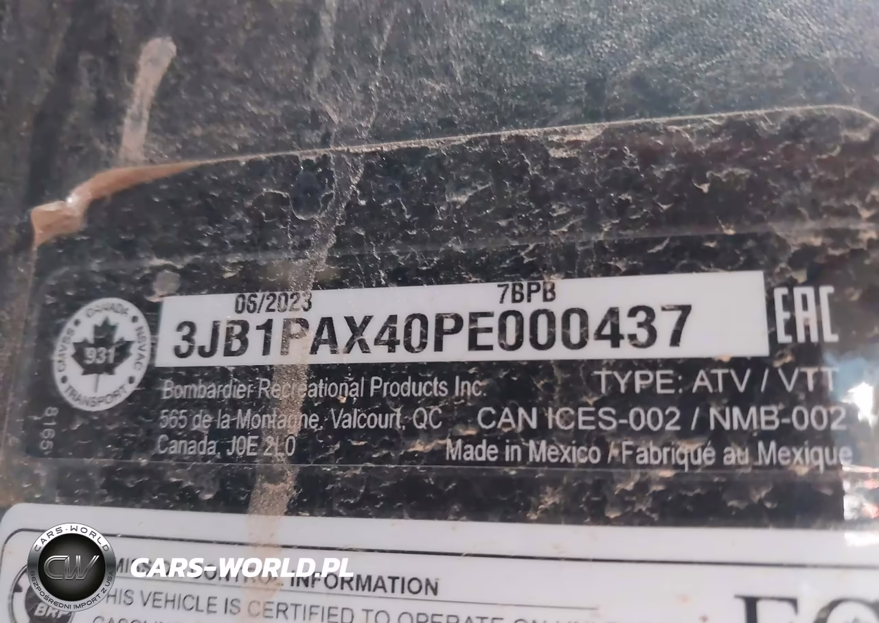 2023 Can-Am Maverick Sport X Rc 1000R VIN:3JB1PAX40PE000437 - 10