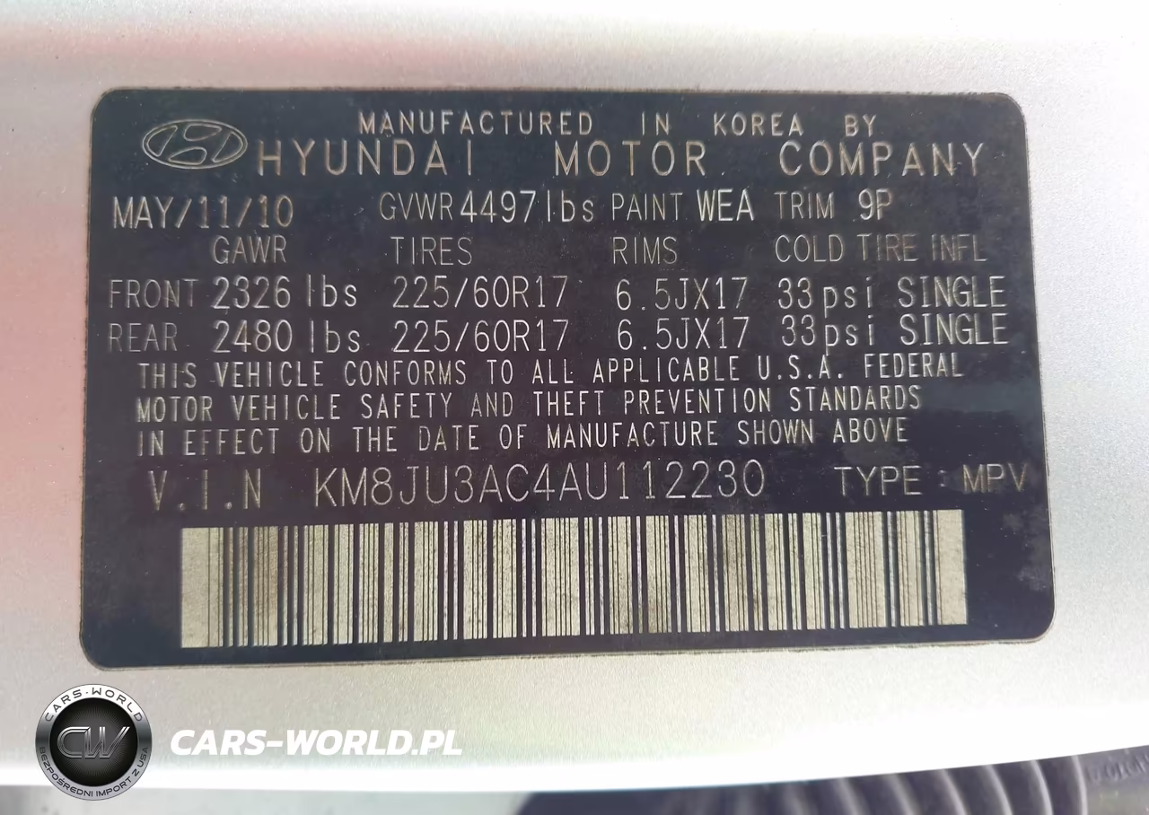 2010 Hyundai Tucson Gls VIN:KM8JU3AC4AU112230 - 9