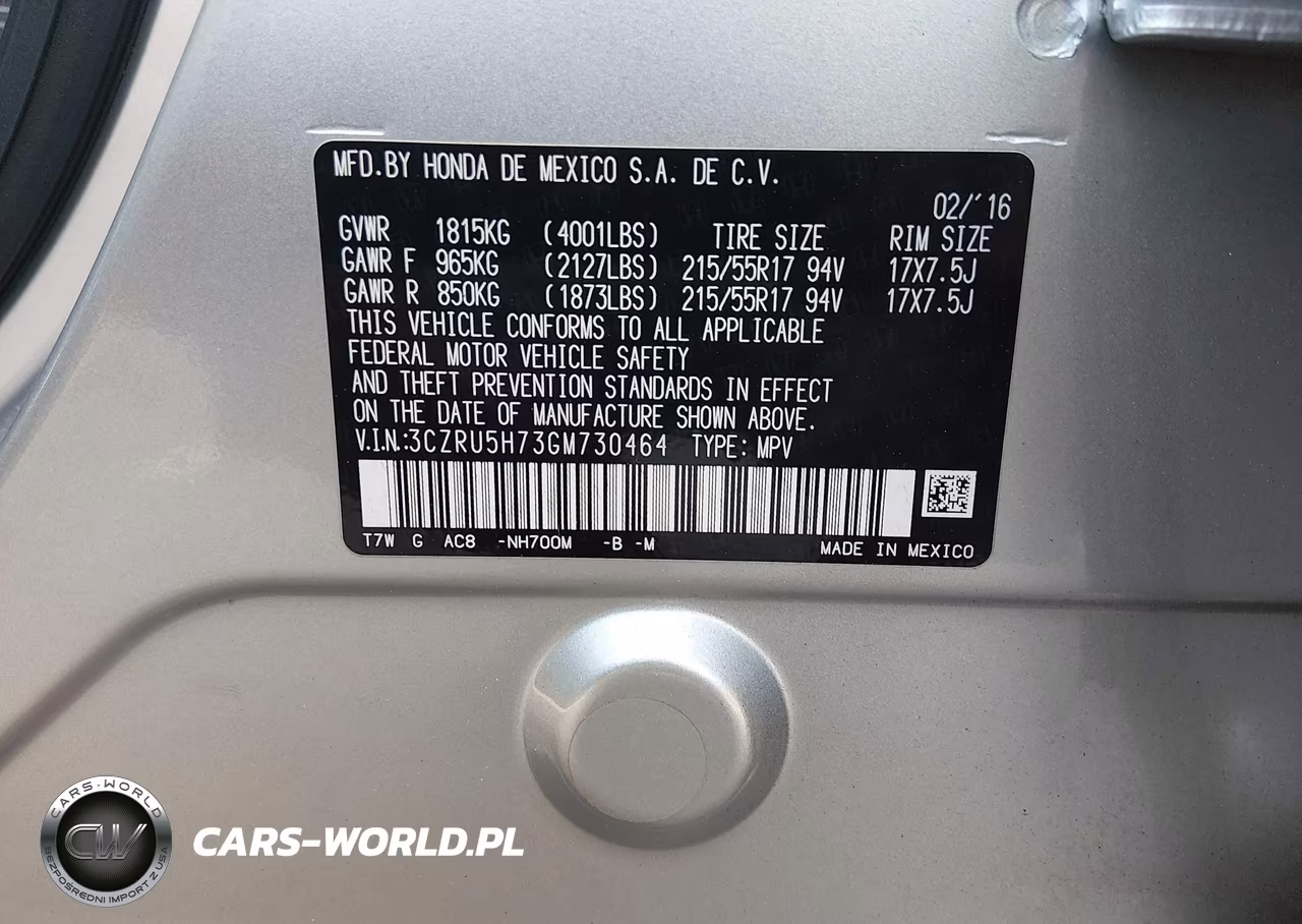 2016 Honda Hr-V Ex-L VIN:3CZRU5H73GM730464 - 9