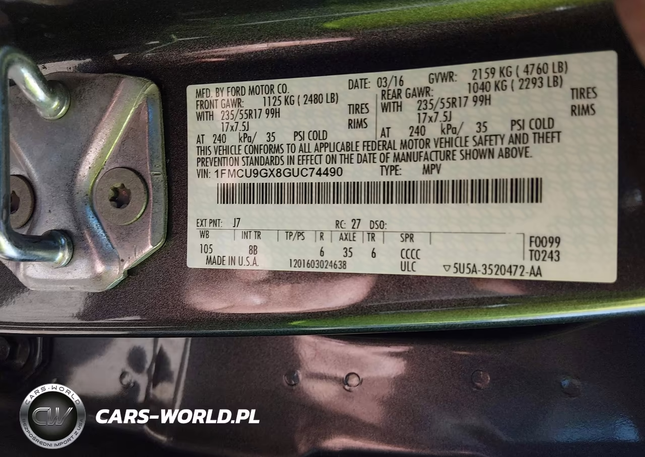 2016 Ford Escape Se VIN:1FMCU9GX8GUC74490 - 9