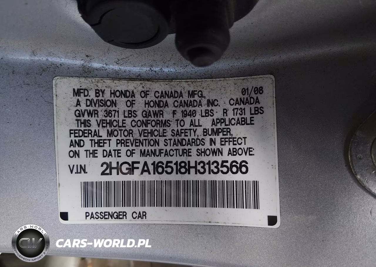 2008 Honda Civic Lx VIN:2HGFA16518H313566 - 9