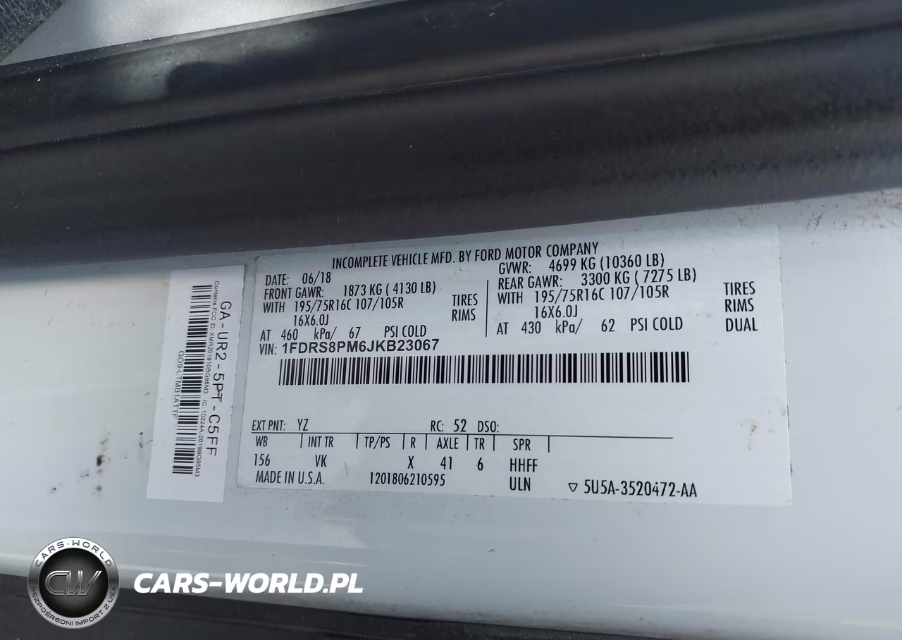 2018 Ford Transit-350 Cutaway VIN:1FDRS8PM6JKB23067 - 9