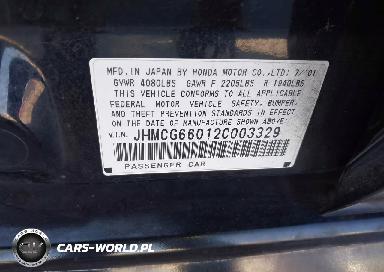 2002 Honda Accord 2.3 Ex VIN:JHMCG66012C003329 - 9
