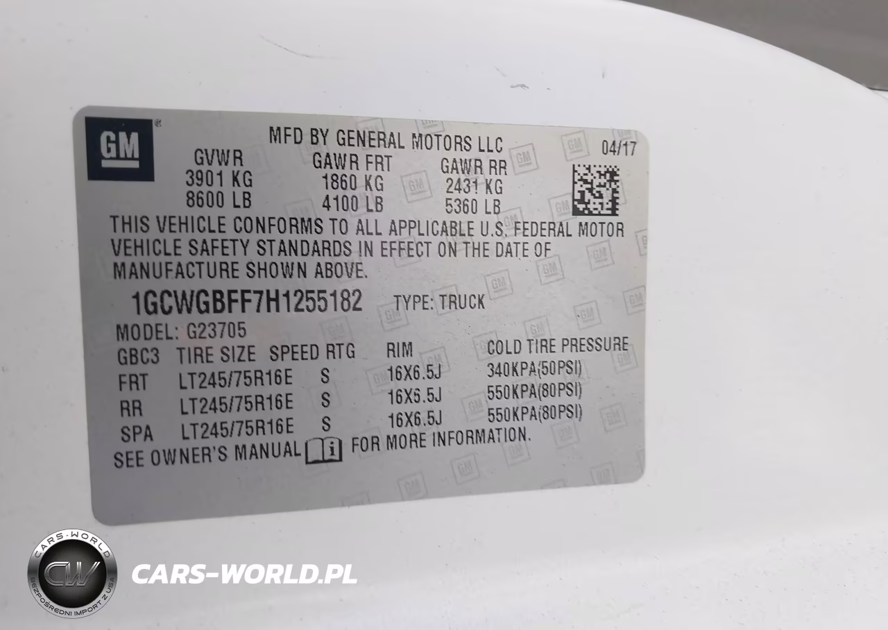 2017 Chevrolet Express 2500 Work Van VIN:1GCWGBFF7H1255182 - 9