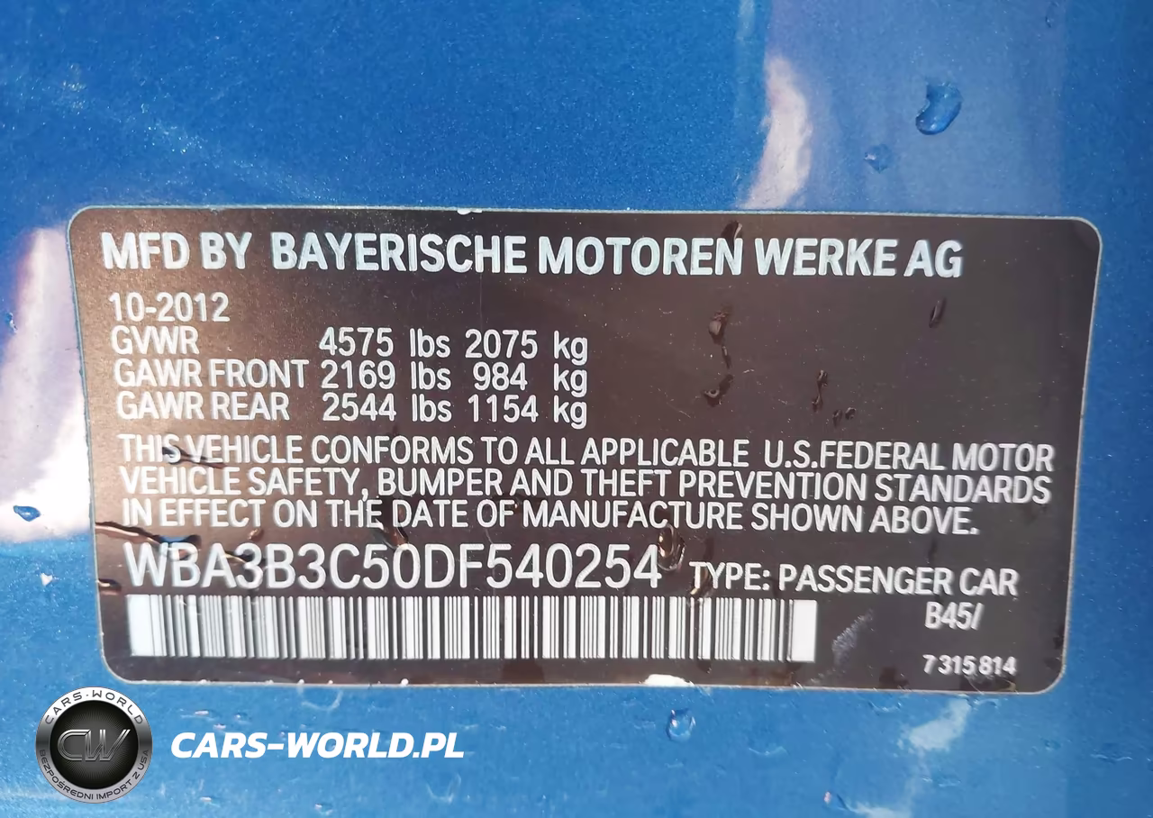 2013 BMW 328I xDrive VIN:WBA3B3C50DF540254 - 9