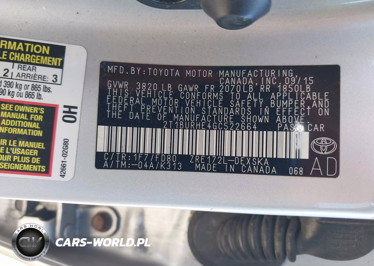 2016 Toyota Corolla S Plus VIN:2T1BURHE4GC522664 - 9