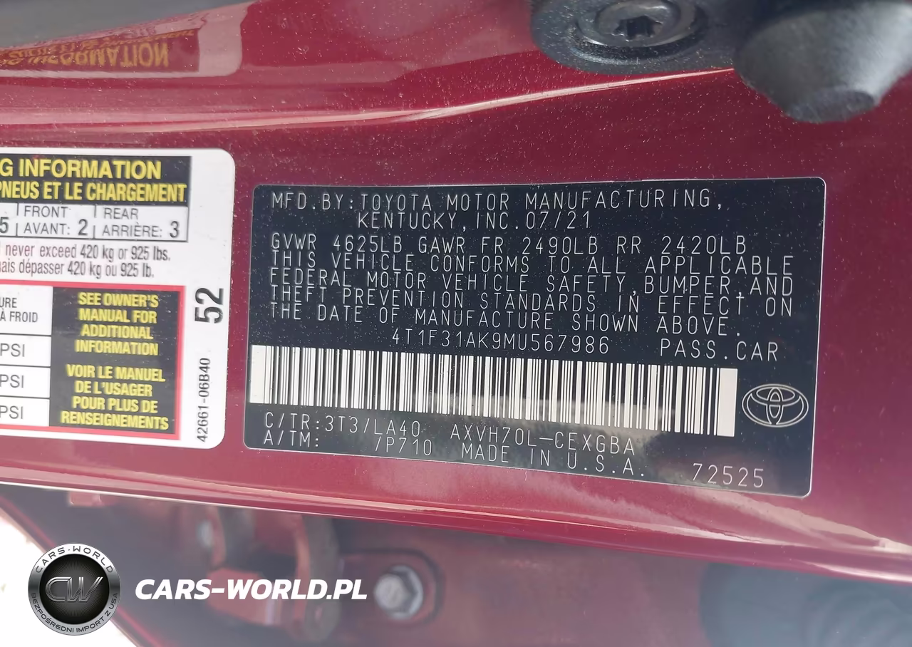 2021 Toyota Camry Xle Hybrid VIN:4T1F31AK9MU567986 - 9