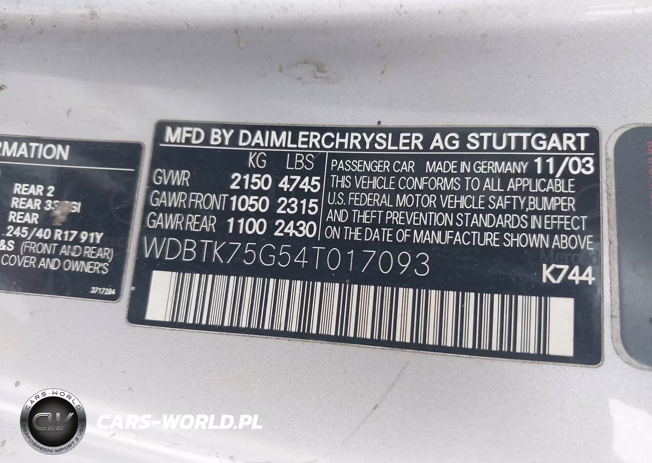 2004 Mercedes-Benz Clk 500 VIN:WDBTK75G54T017093 - 9