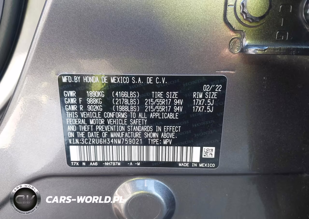 2022 Honda Hr-V Awd Lx VIN:3CZRU6H34NM759021 - 9