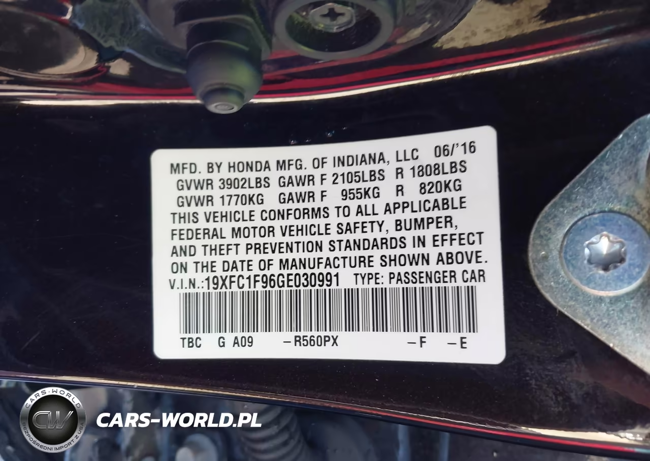 2016 Honda Civic Touring VIN:19XFC1F96GE030991 - 9