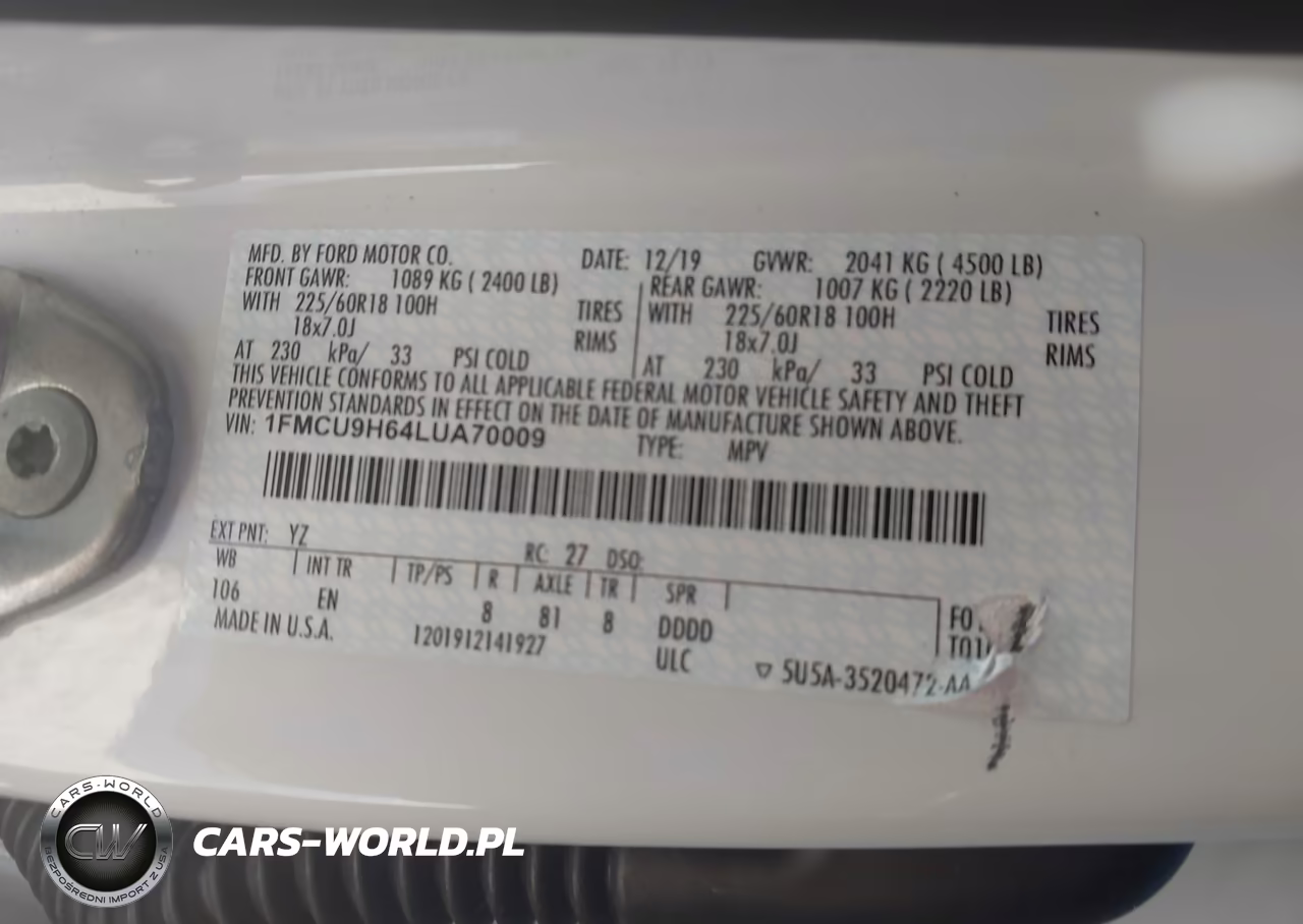 2020 Ford Escape Sel VIN:1FMCU9H64LUA70009 - 9