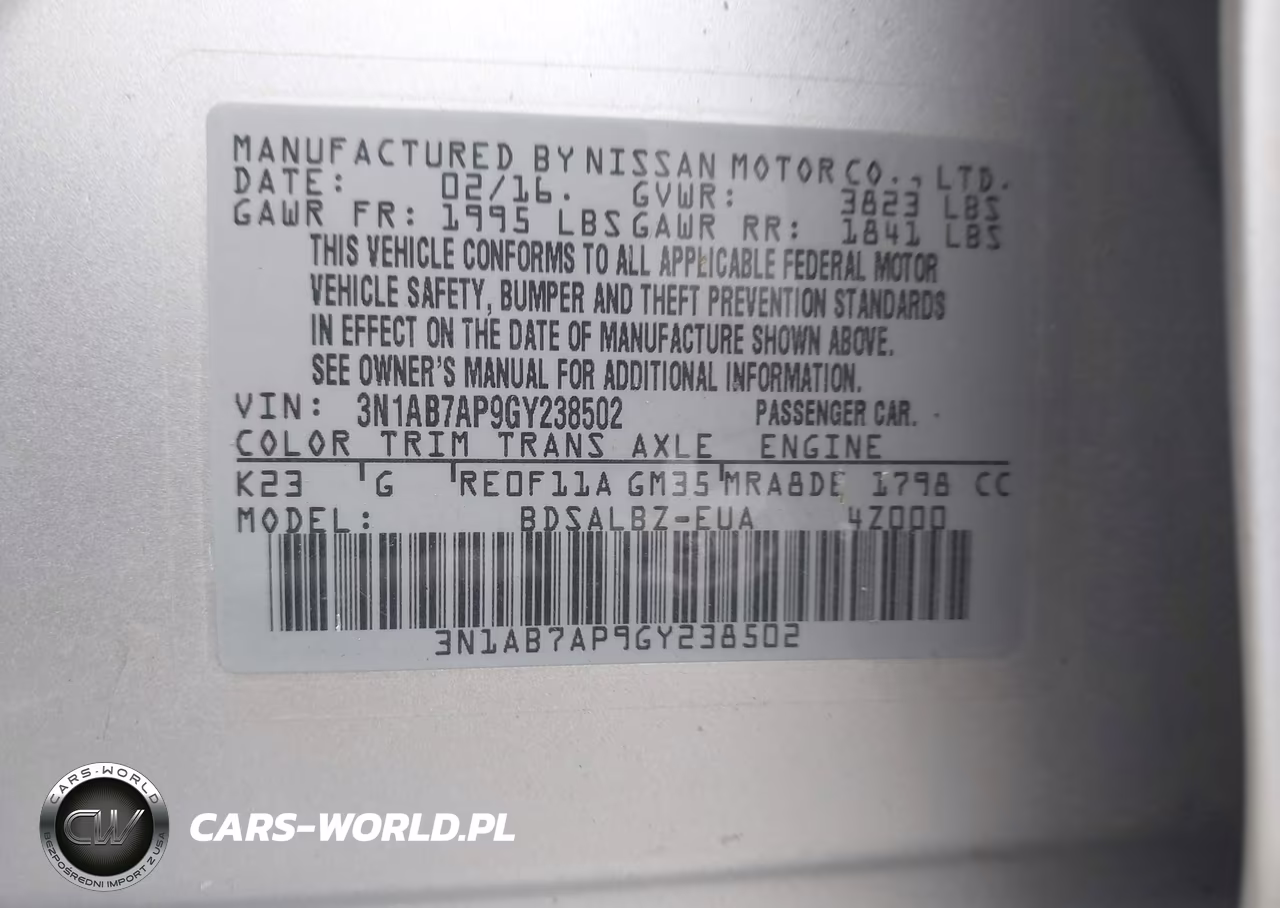 2016 Nissan Sentra Fe+ S-S-Sl-Sr-Sv VIN:3N1AB7AP9GY238502 - 9