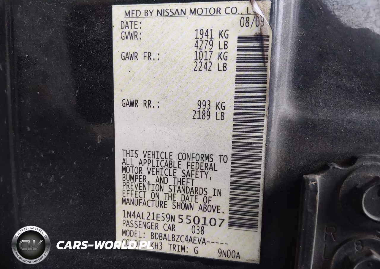2009 Nissan Altima 2.5 S VIN:1N4AL21E59N550107 - 9