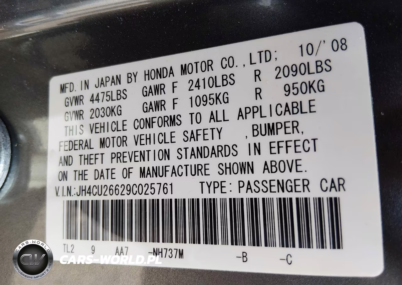 2009 Acura Tsx VIN:JH4CU26629C025761 - 9