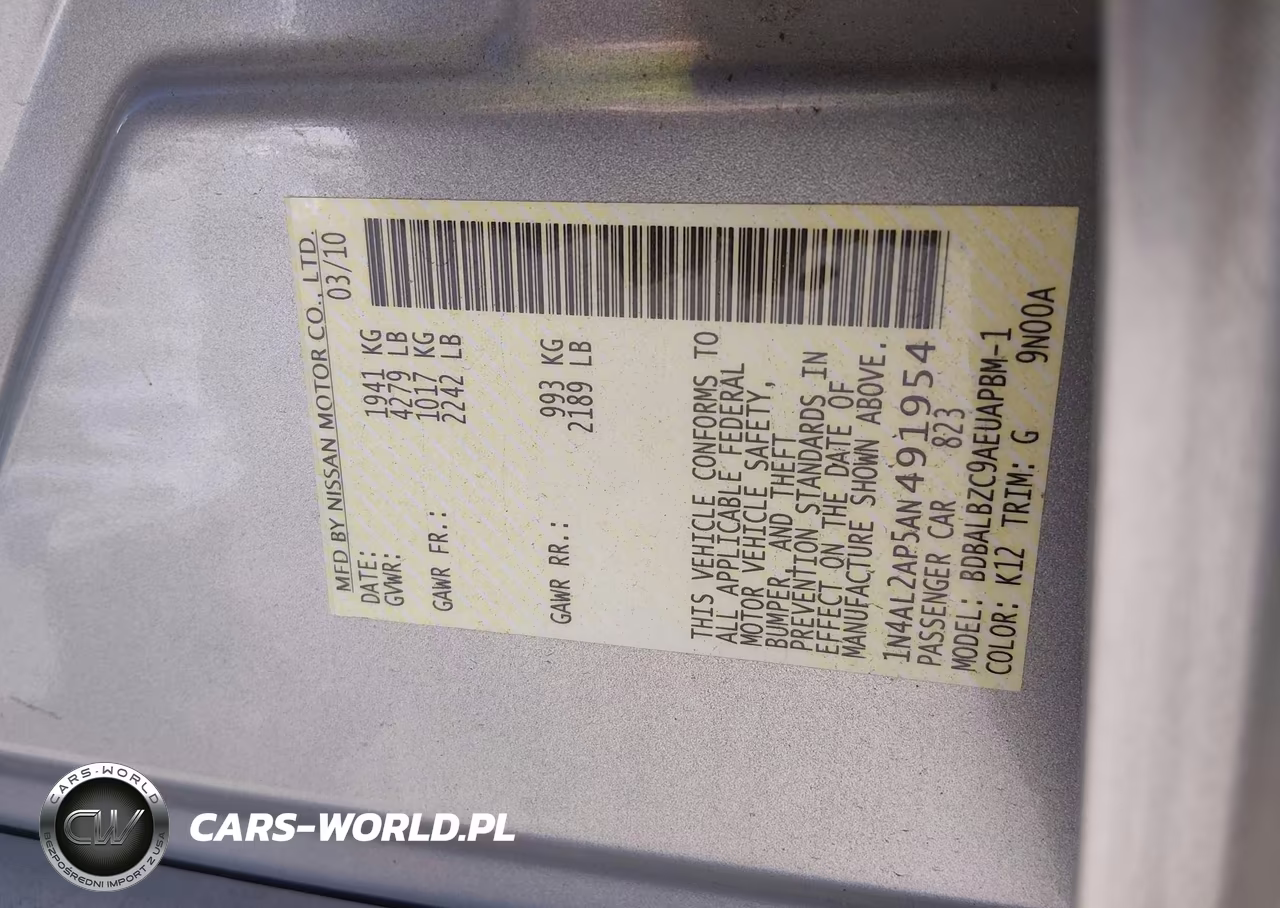 2010 Nissan Altima 2.5 S VIN:1N4AL2AP5AN491954 - 9