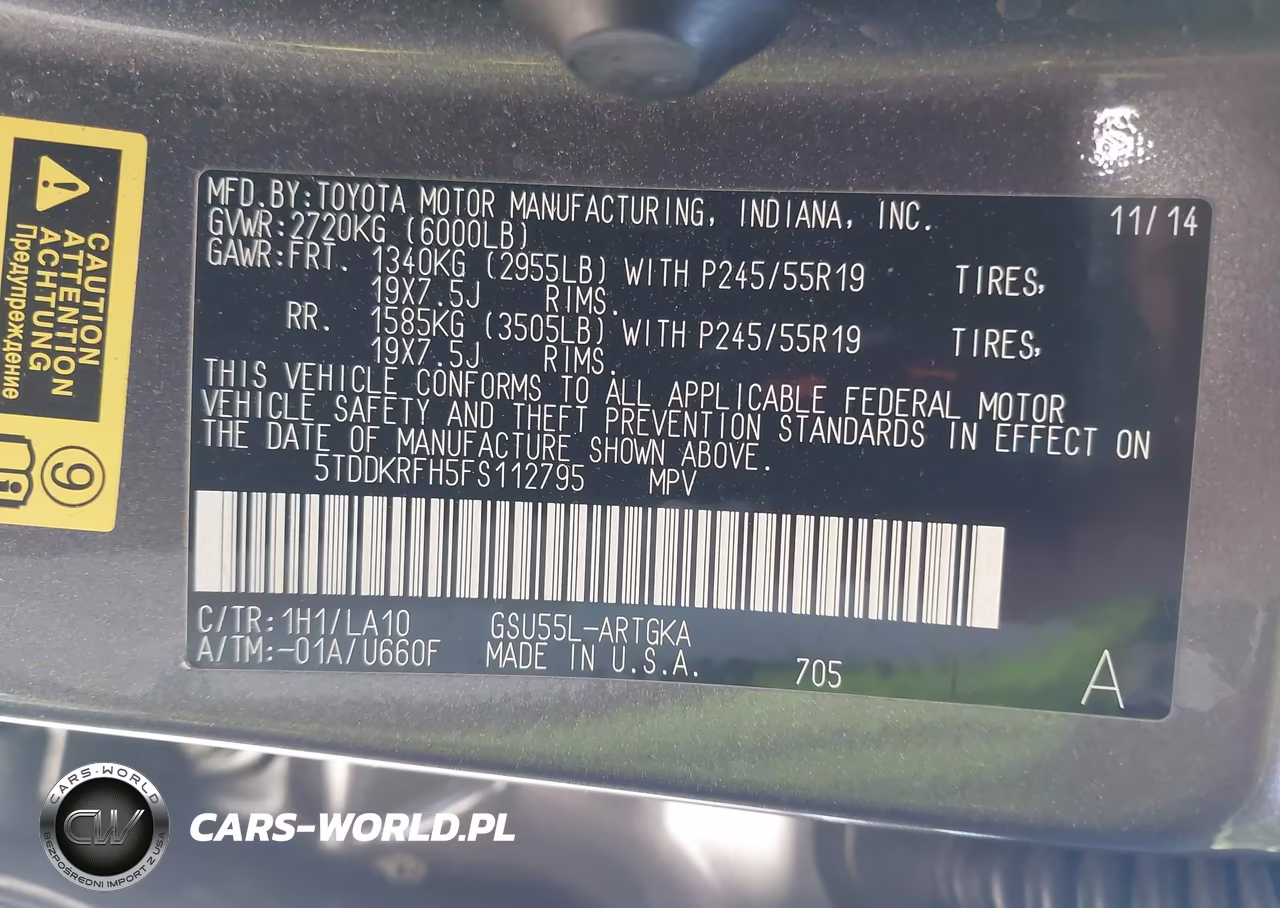 2015 Toyota Highlander Limited Platinum V6 VIN:5TDDKRFH5FS112795 - 9