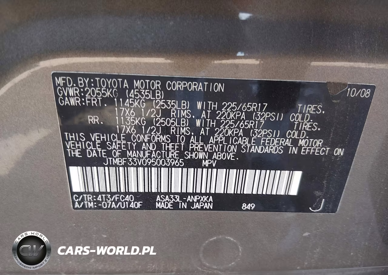 2009 Toyota Rav4 VIN:JTMBF33V095003965 - 9